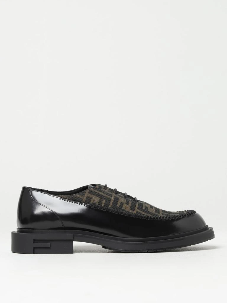 Fendi Fendi jacquard fabric and leather derby shoes 1