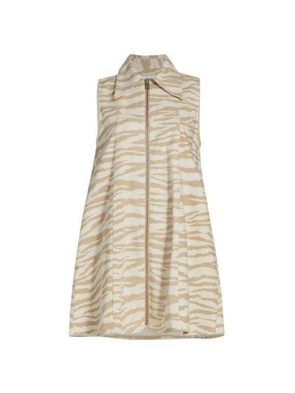 Ganni Zebra Print Denim Mini Dress 5