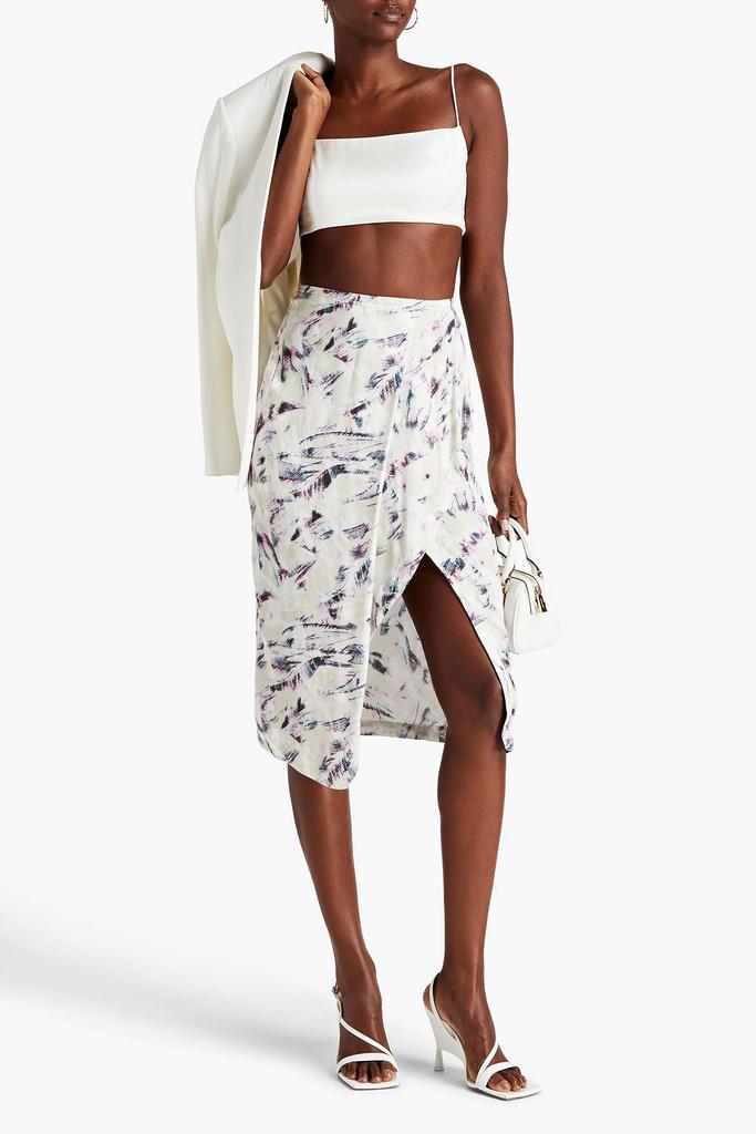 IRO Kerim wrap-effect draped printed twill skirt