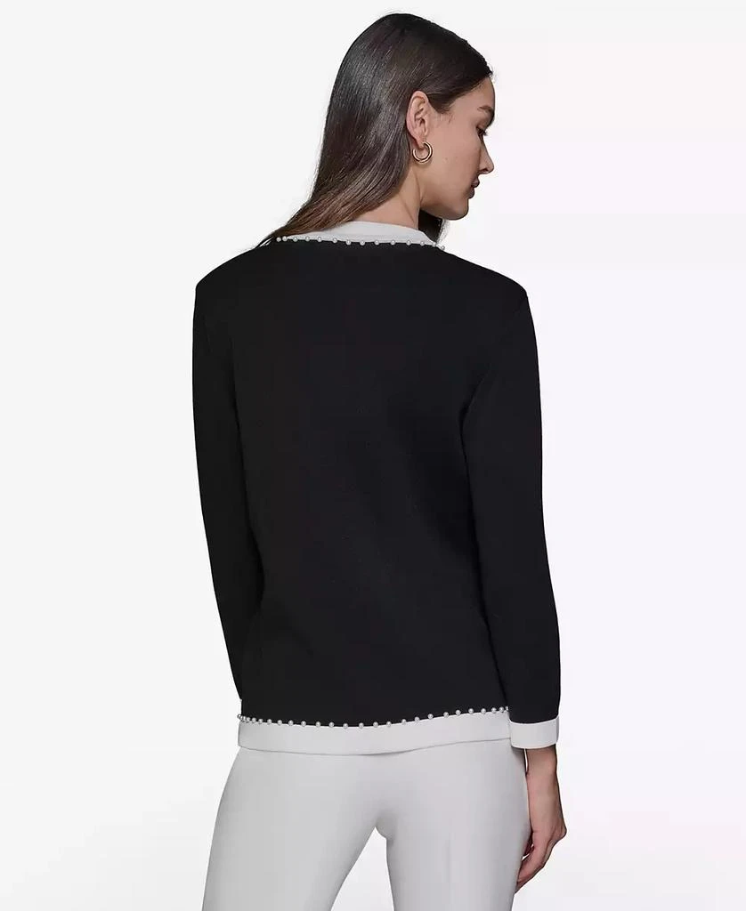 Karl Lagerfeld Paris Women's Faux-Pearl-Trim Cardigan 5