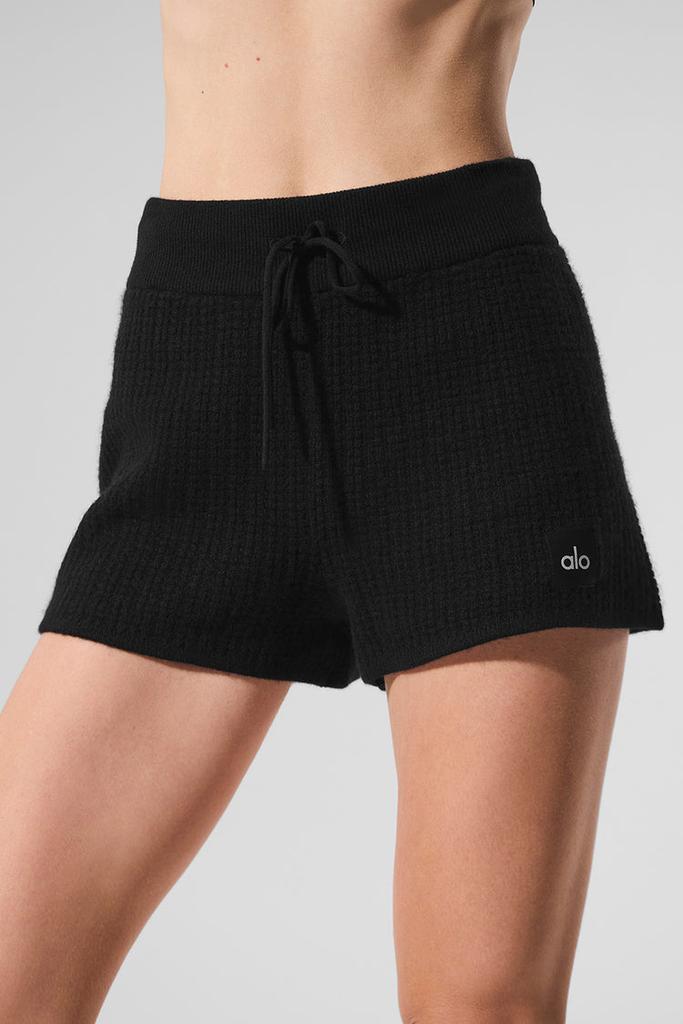 Alo Cashmere High-Waist Plush Waffle Short - Pink Quartz