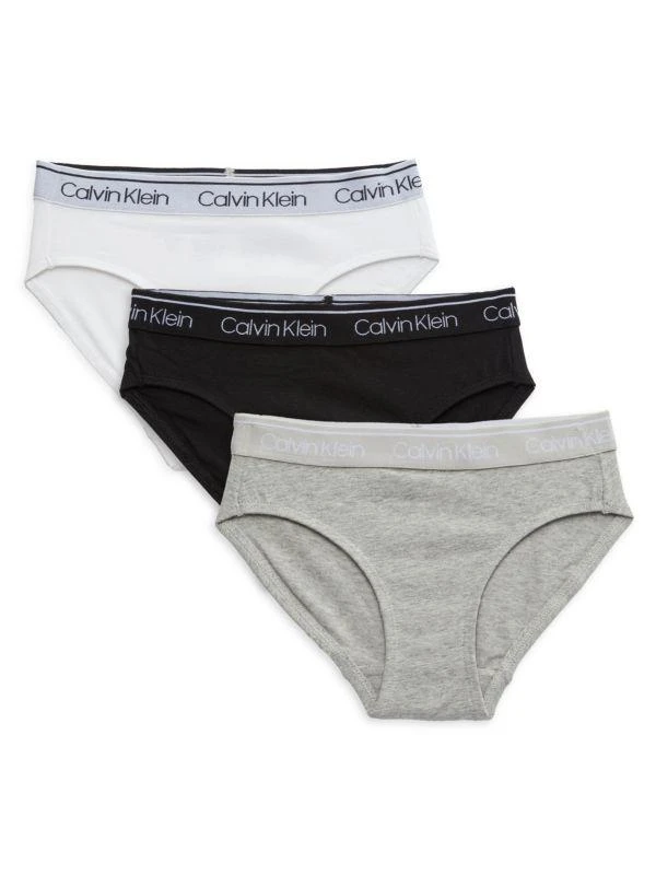 Calvin Klein ​Girl’s 3-Pack Logo Band Bikini Briefs 1