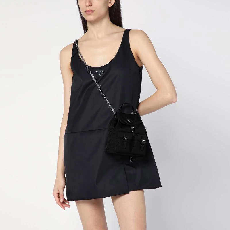 Prada Mini black Re-Nylon backpack with logo 3