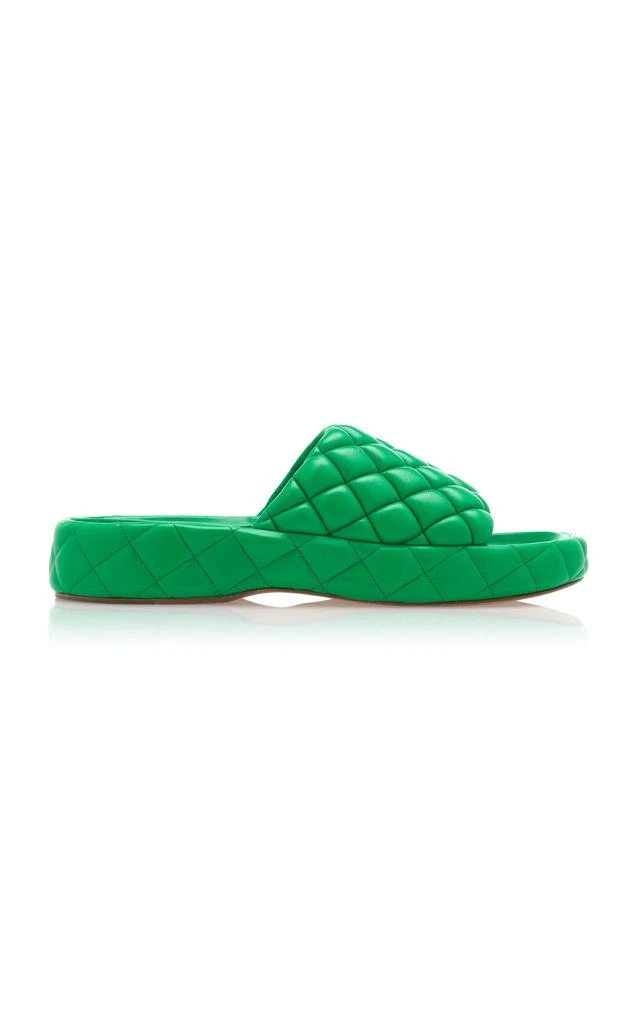 Bottega Veneta Bottega Veneta - Padded Matelasse Slide Sandals - Green - IT 39 - Moda Operandi 1