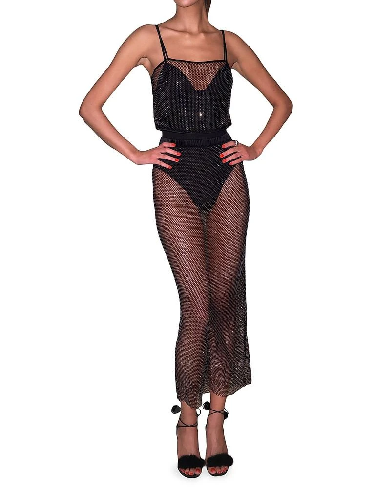 Fleur du Mal Rhinestone Fishnet Maxi Skirt 2