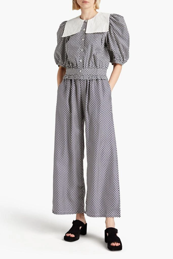 shrimps Doria embroidered checked cotton blouse 2