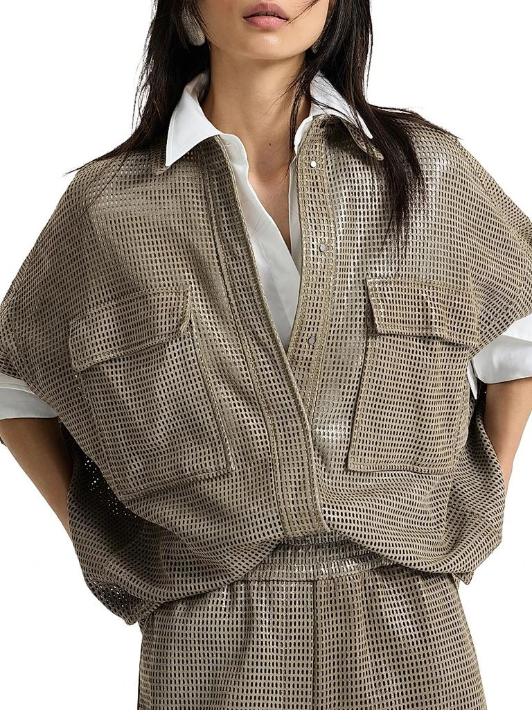 Brunello Cucinelli Sparkling Leather Net Shirt 5