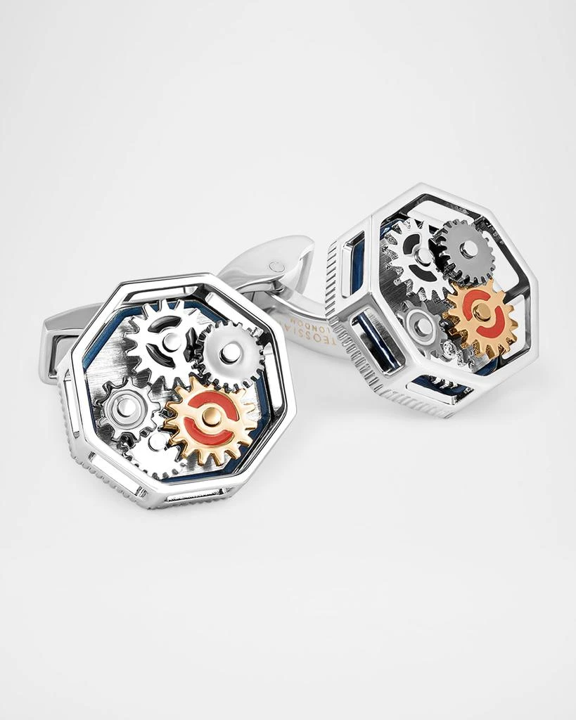 Tateossian Men
s Palladium and Rose-Tone Hexagonal Octo Gear Cufflinks