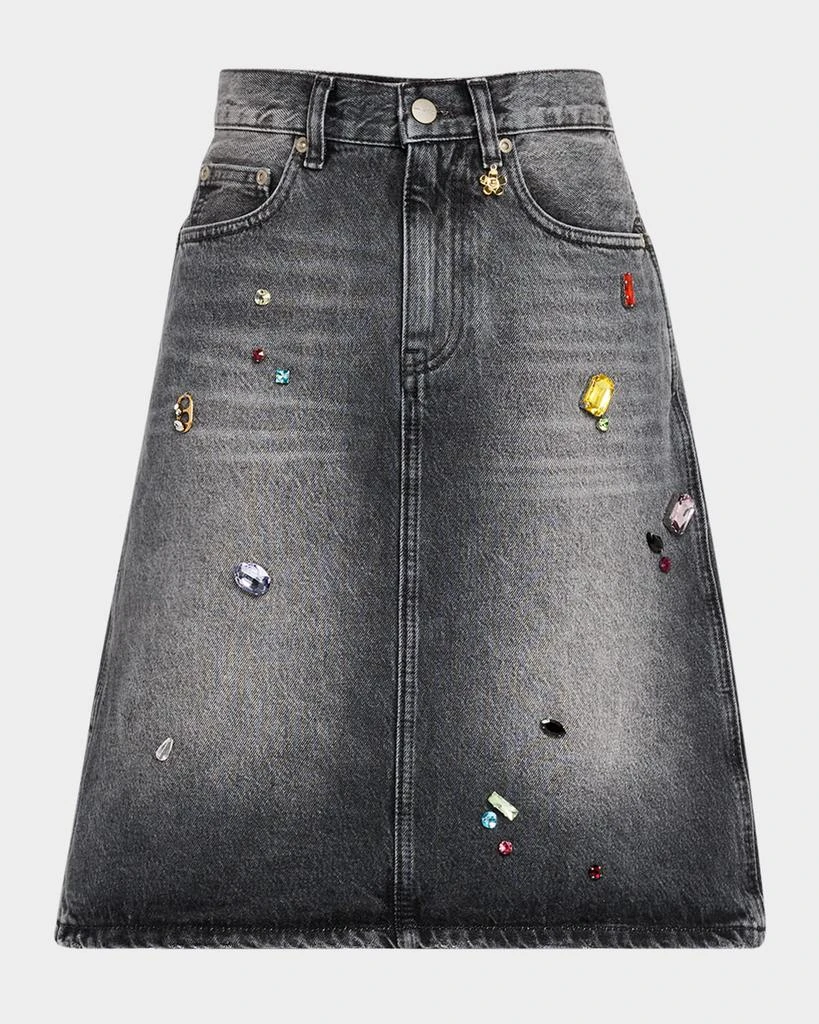Marc Jacobs Charm Embellished Denim A-Line Skirt 1