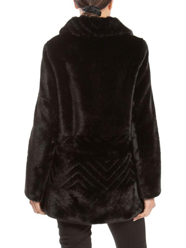 BELLE FARE Chevron Faux Fur Jacket