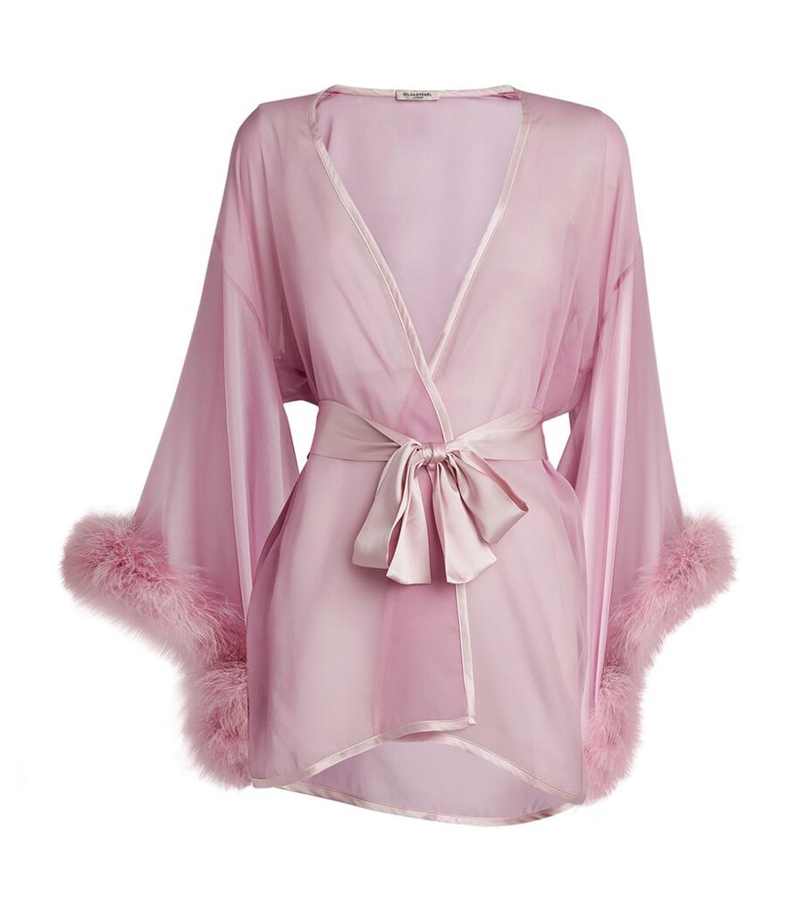 GILDA & PEARL Silk Marabou Feather-Trimmed Diana Robe
