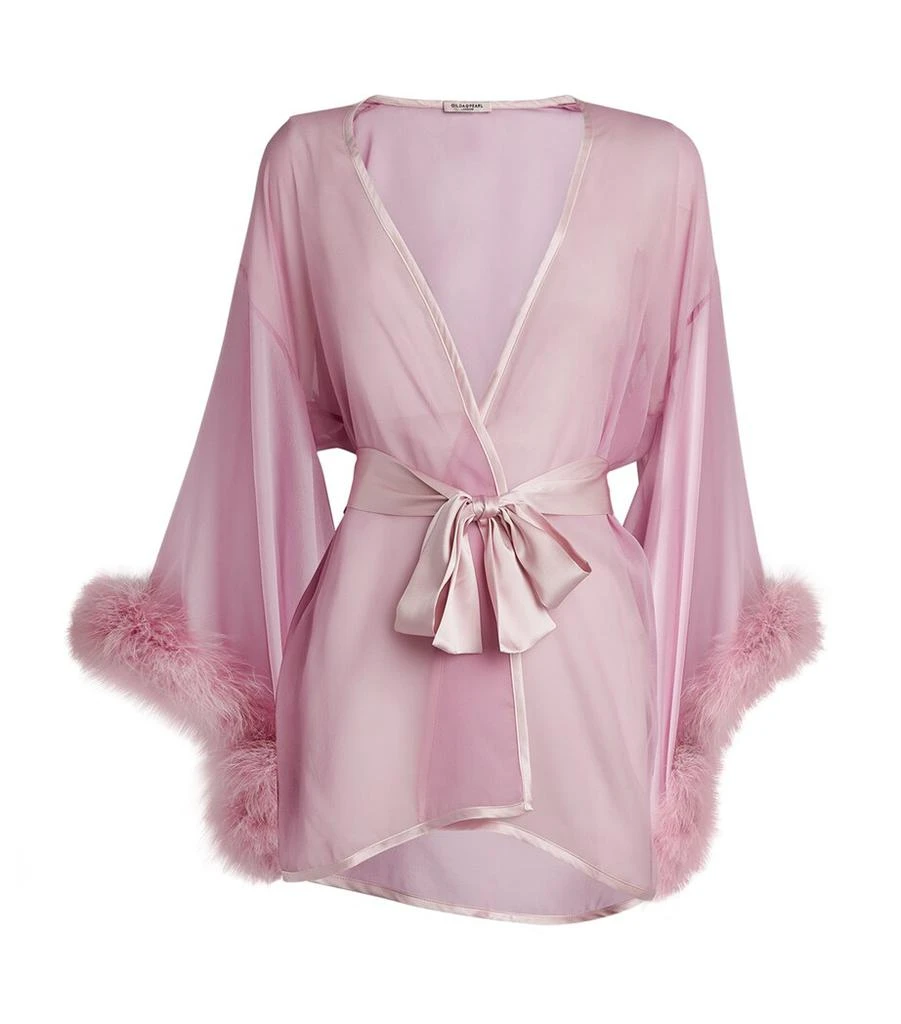 GILDA & PEARL Silk Marabou Feather-Trimmed Diana Robe 1