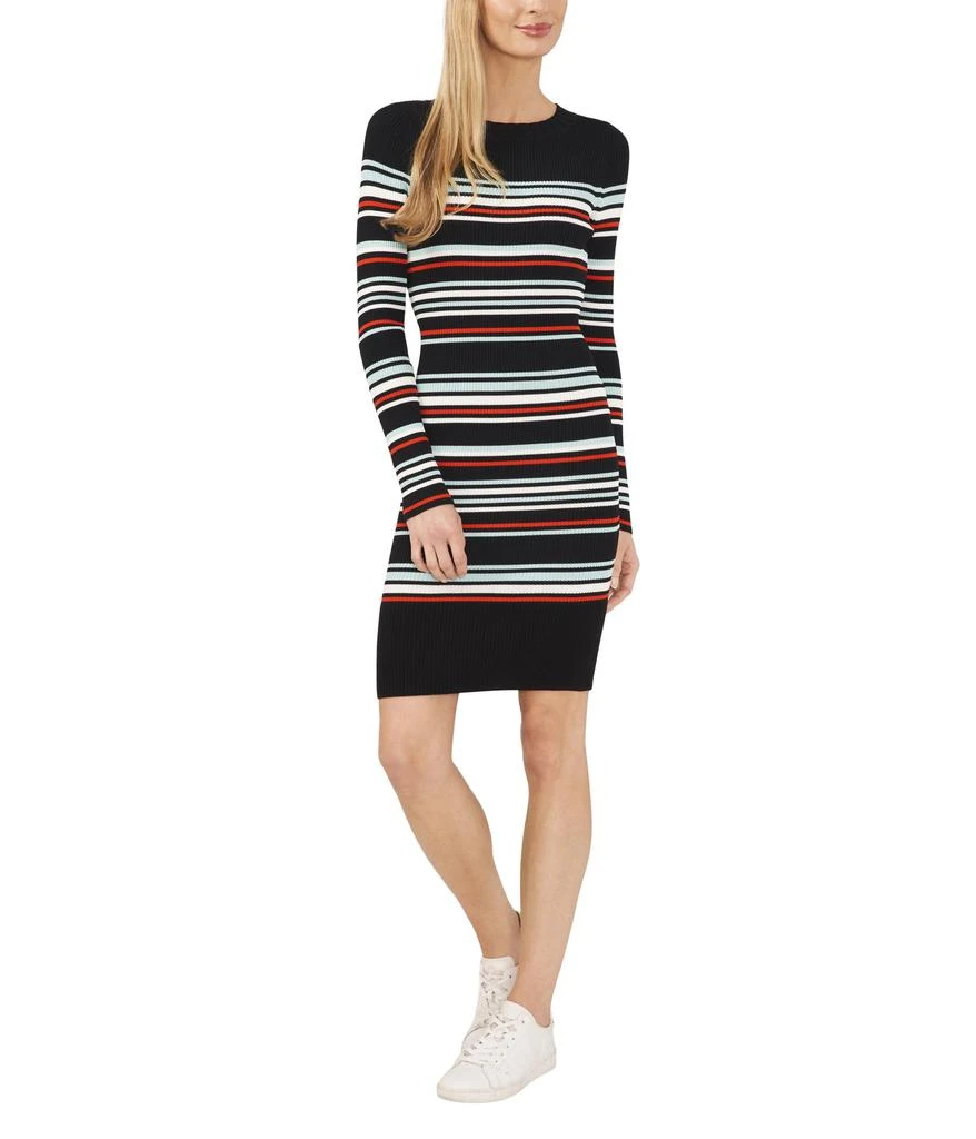 CeCe Striped Rib Long Sleeve Sweater Dress 1