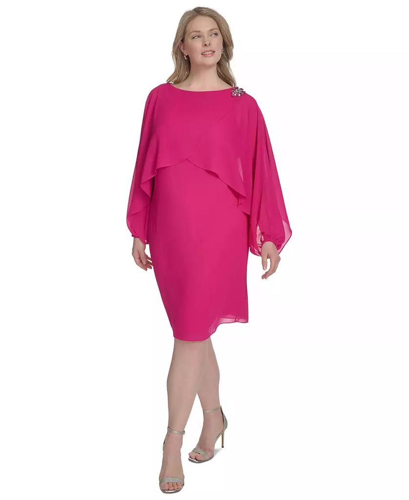 Jessica Howard Plus Size Embellished Capelet Dress