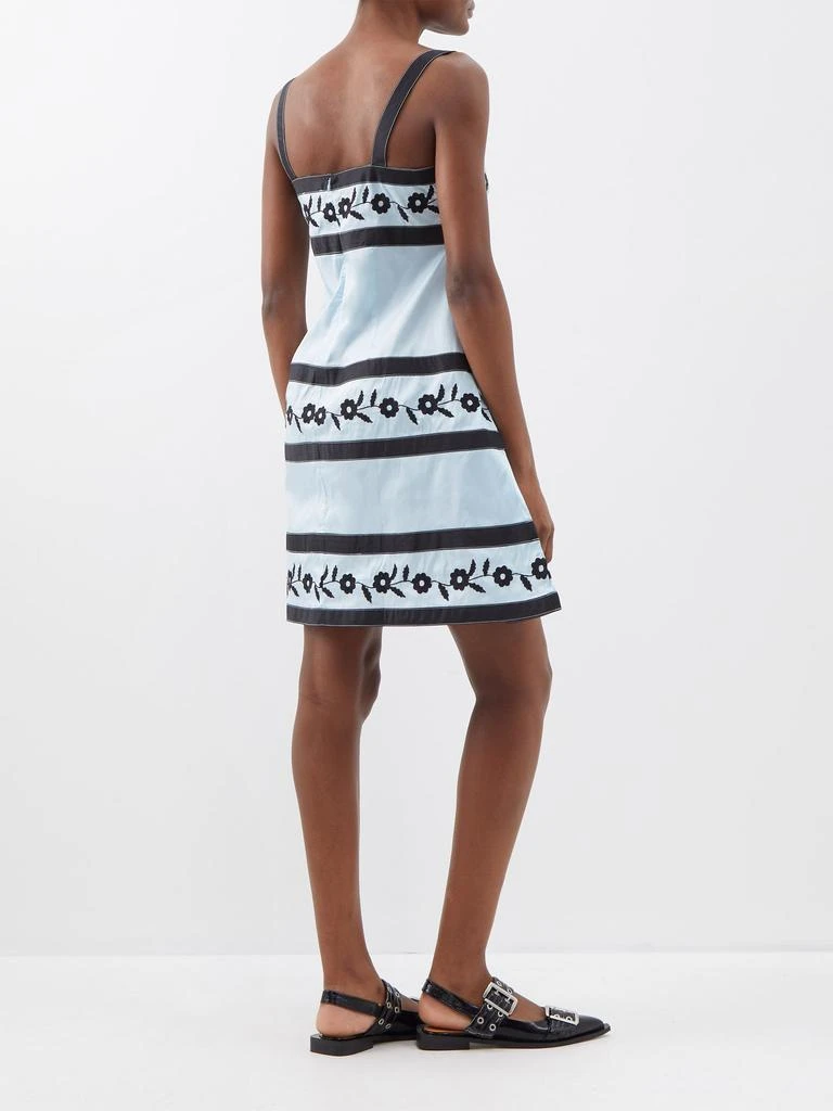 BATSHEVA Lila floral-embroidered taffeta mini dress 5