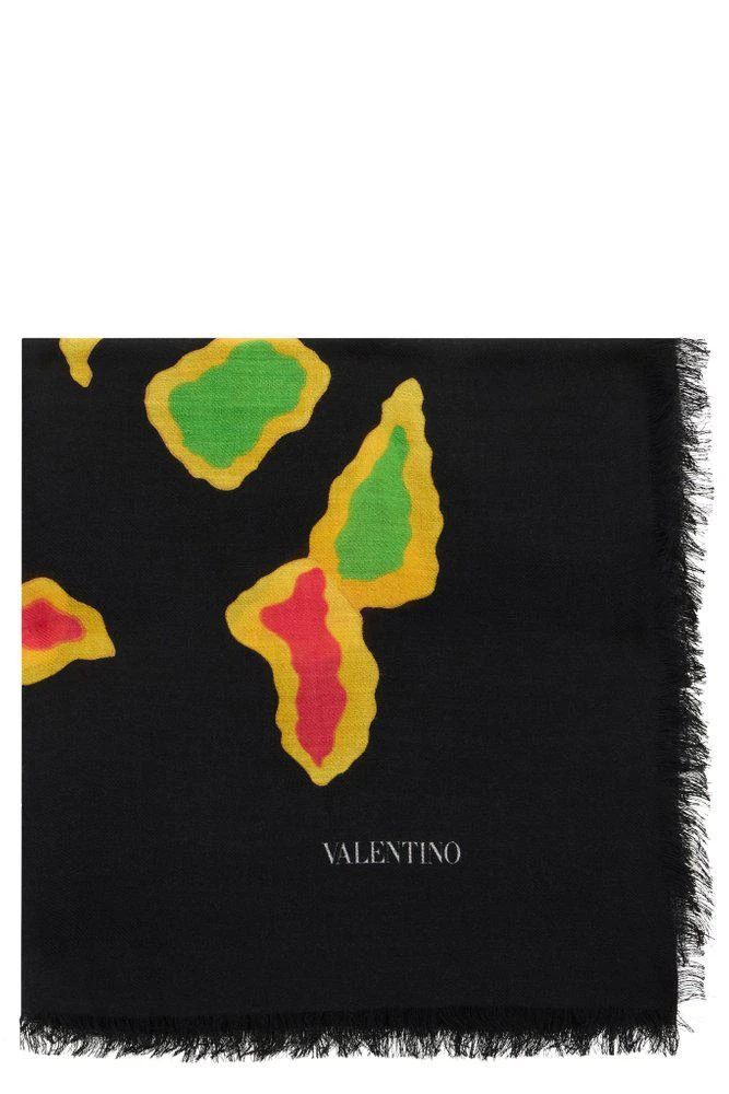 Valentino Valentino Logo Printed Fringed Edge Scarf