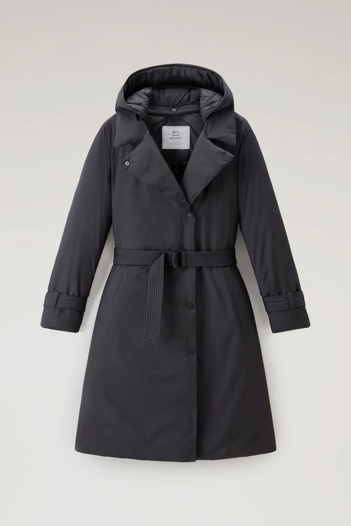 Woolrich Microfiber Ellis Trench Coat with Detachable Hood - Women - Black 1