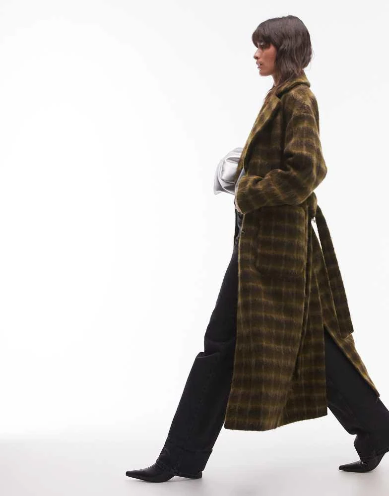 Topshop Topshop brushed check formal coat in multi 1