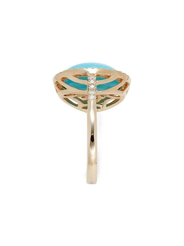 Effy 14K Yellow Gold, Turquoise 
0.29 TCW Diamond Halo Ring 4