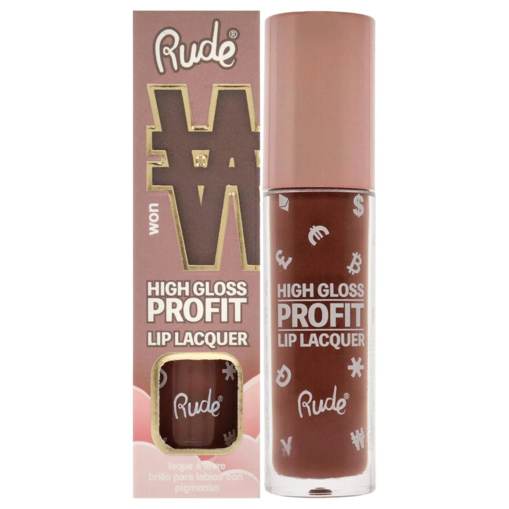 Rude Cosmetics High Gloss Profit Lip Lacquer - Won by for Women - 0.141 oz Lip Gloss