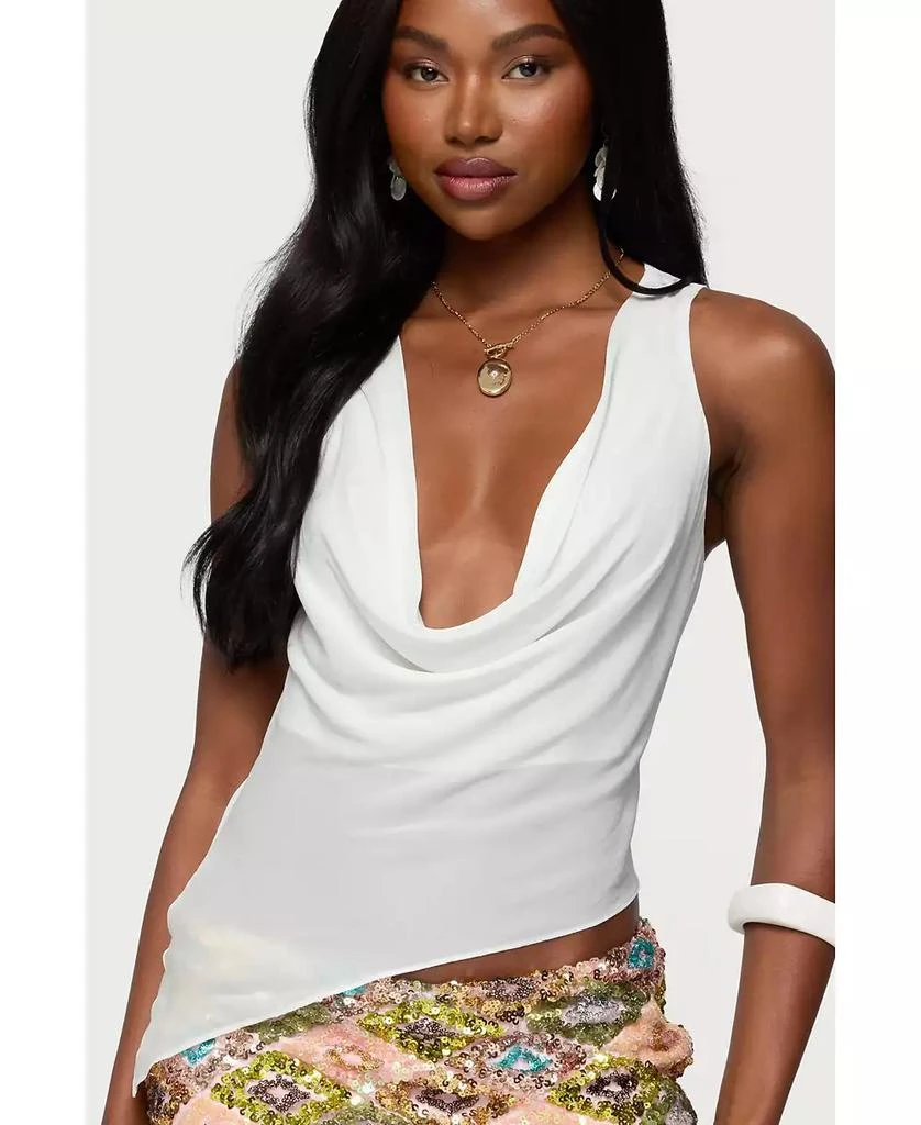 Edikted Women
s Denise Asymmetric Chiffon Cowl Neck Top