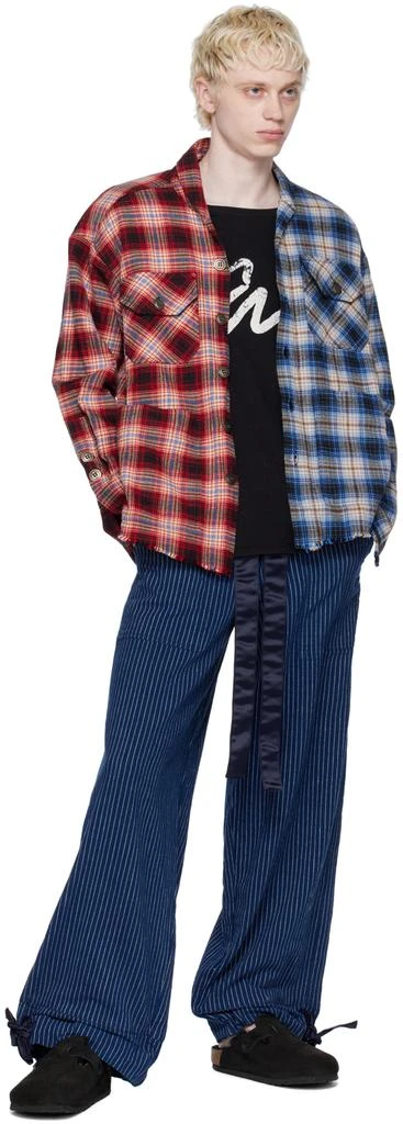 Greg Lauren Navy Pinstripe Trousers 4