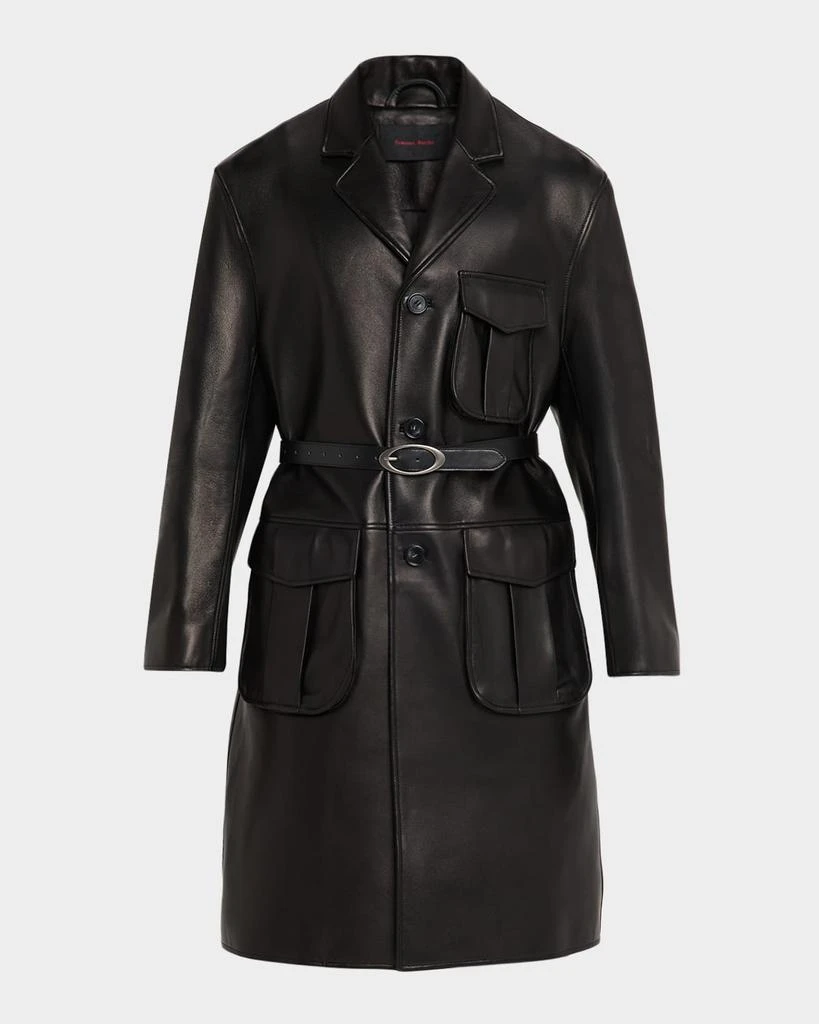 Simone Rocha Men
s Multi-Pocket Leather Car Coat