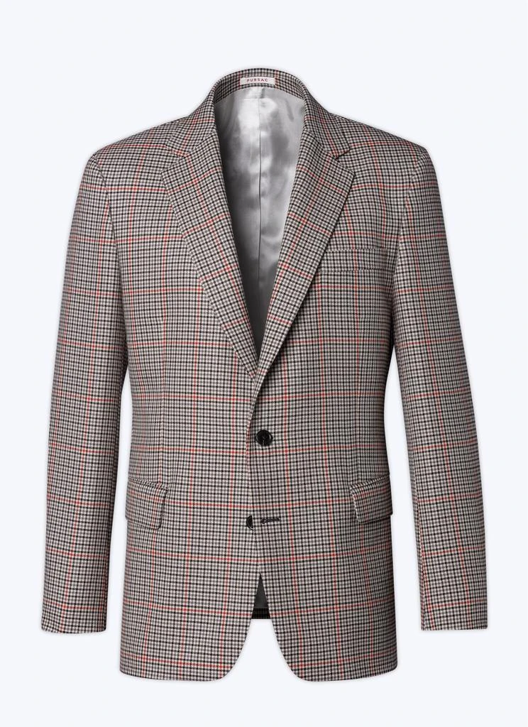 预计3周后发货 Fursac Veste En Laine À Motif Pied De Poule - Chataigne - Homme 5
