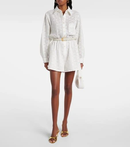 Zimmermann Crush Embroidered linen playsuit 2