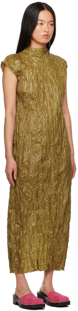 Acne Studios Khaki Crinkled Maxi Dress
