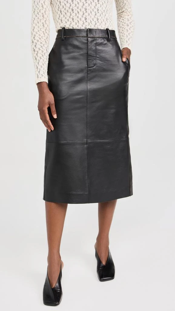 Vince Mid Rise Leather Pencil Skirt 6