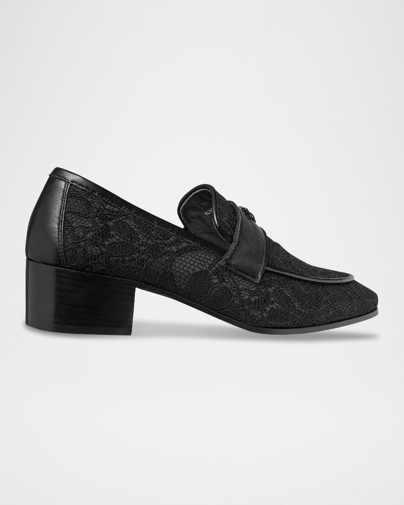 Bougeotte Flaneur Lace Leather Heeled Loafers