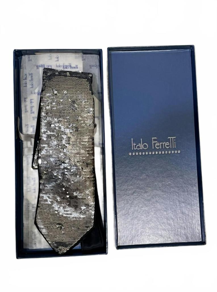 Italo Ferretti Men's Sequin Tie In Silver