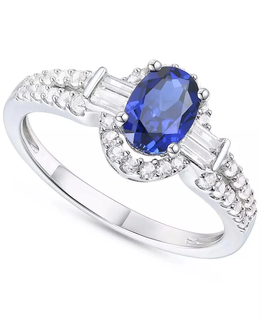 Macy's Lab-Grown Blue Sapphire (3/4 ct. t.w.) & Lab-Grown White Sapphire (1/20 ct. t.w.) in Sterling Silver 1