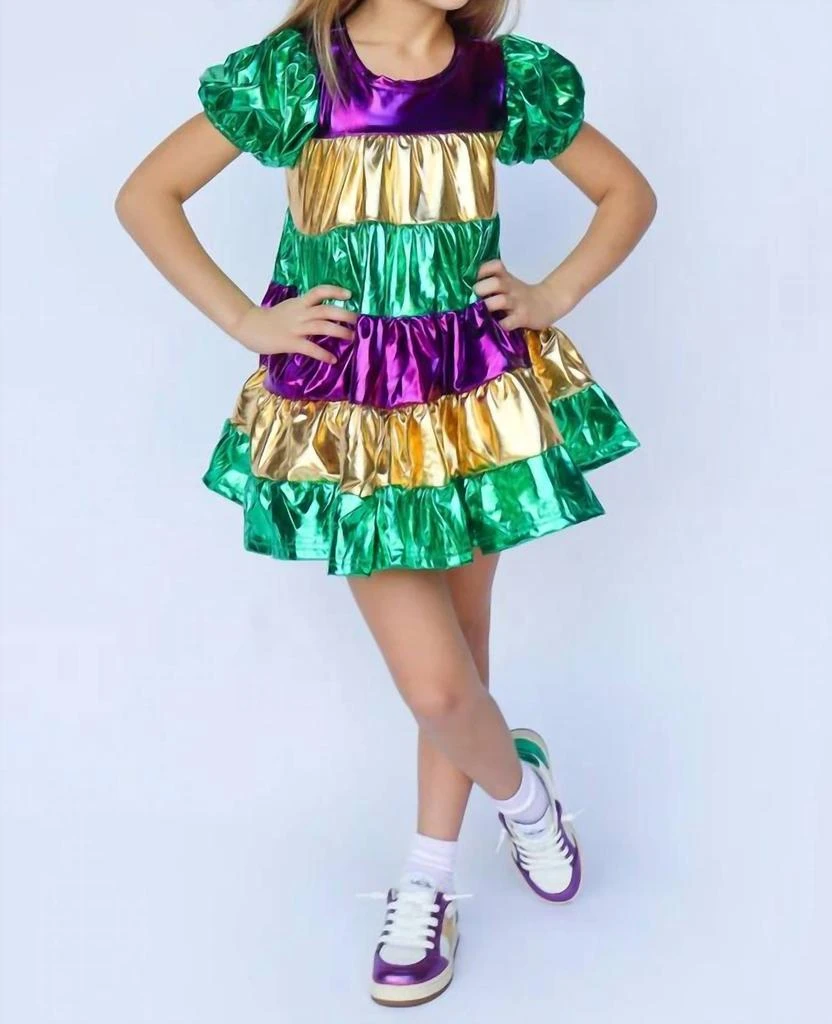 Belle Cher Belle Cher - Mardi Gras Metallic Striped Dress