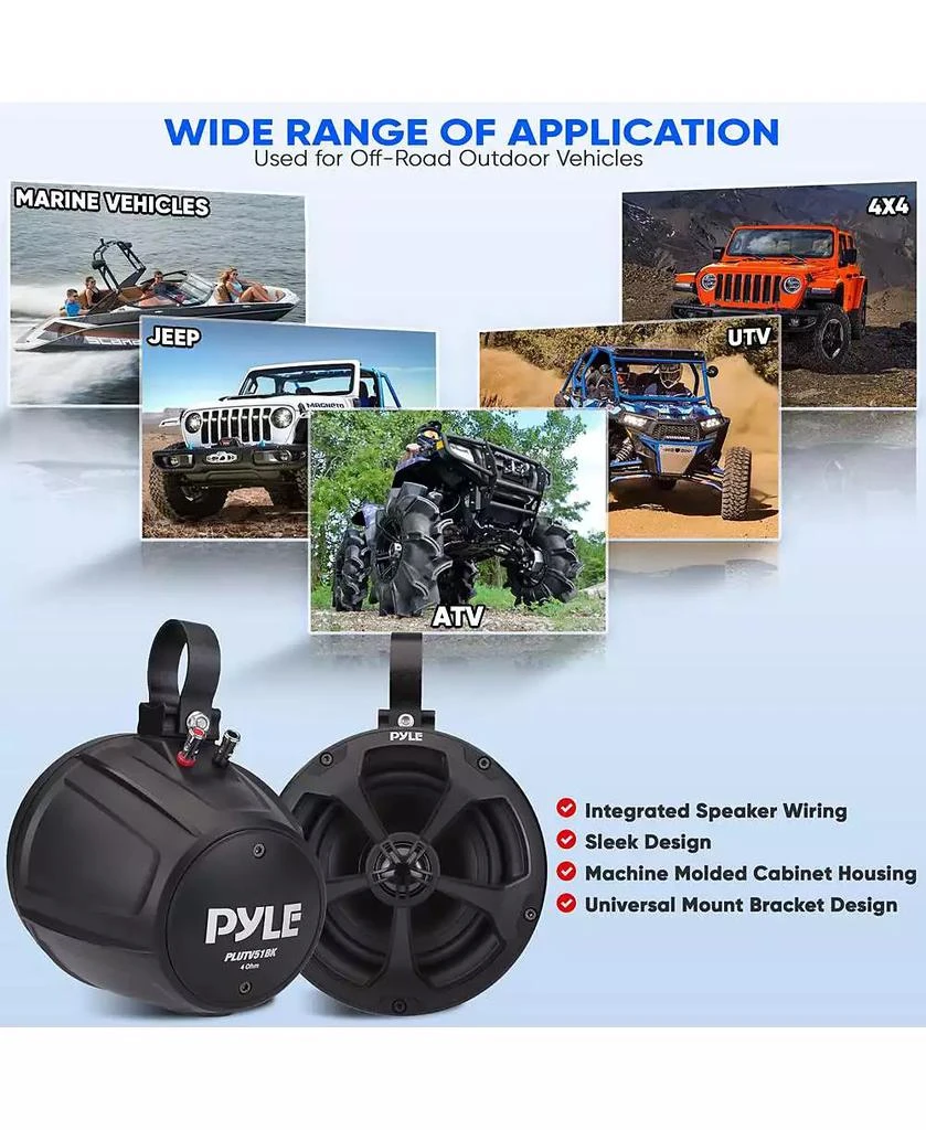 Pyle 5.25

 Waterproof Off-Road Speakers with 2-Channel Amplifier, 1000W, Chrome 3