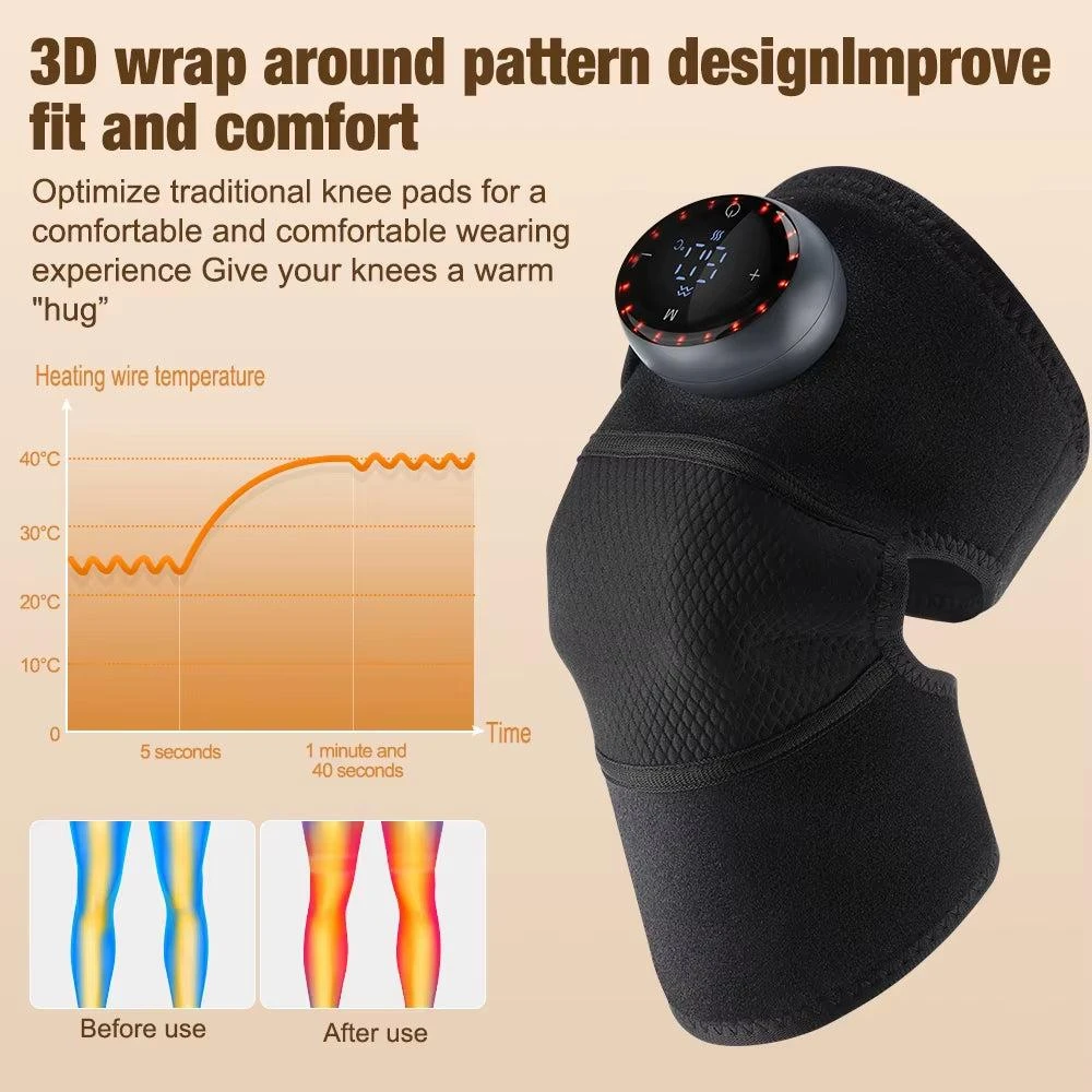 ERUULE Heating Massage Knee and Shoulder Elbow Pad with Smart Vibration and Hot Compress for Enhanced Blood Circulation and Muscle Relaxation - 2Pcs 6