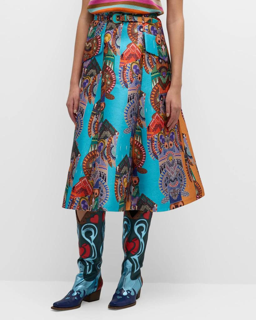 Maison Common Totem Pole Printed Midi Skirt 2