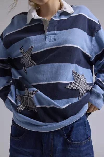 Urban Renewal ReMADE By UO Flannel Star Patch Rugby Shirt 3