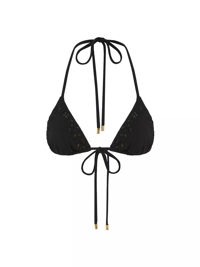 Peony Memoir Embroidered String Triangle Bikini Top