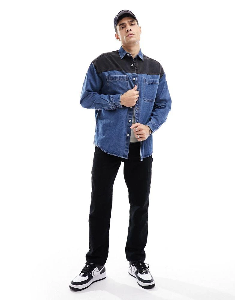 ASOS ASOS DESIGN 90s oversized shirt with black contrast detail in dirty wash 4