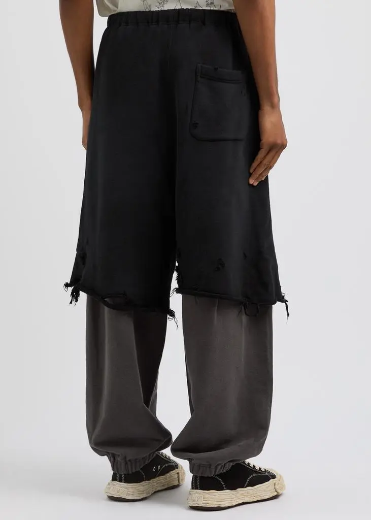 Maison MIHARA YASUHIRO Shorts-layered distressed cotton sweatpants  3