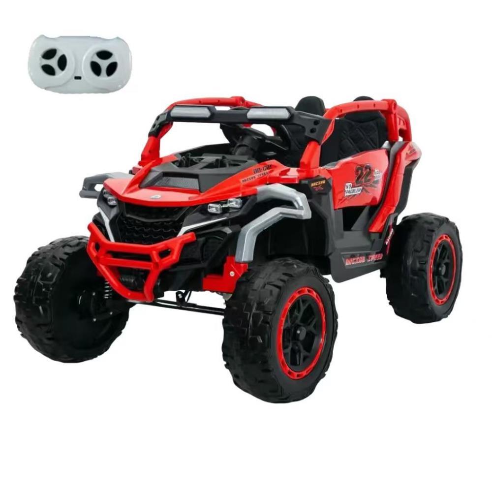 BreeBe Ride on Models Truck Car 12V Kids Electric Vehicles, Remote Control, Front & Rear Shock Suspension, 2 Seater UTV, Flashlights and a built-in music player, For Age 3-6 Years Old (Red)