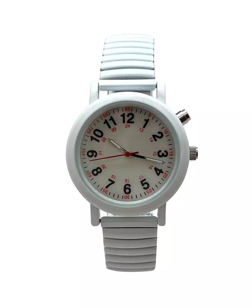 Olivia Pratt White Stretch Band Easy Read Nurse Watch with Second Hand Women Watch