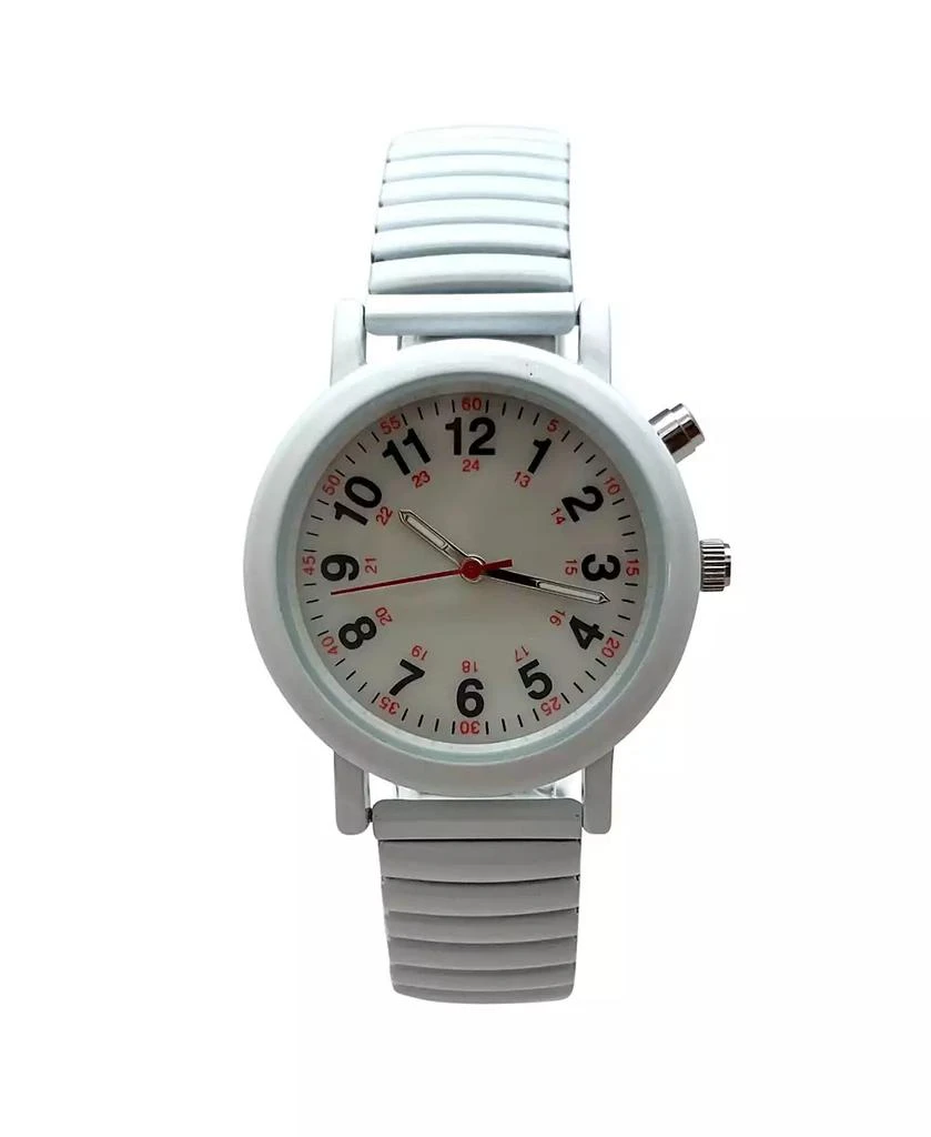 Olivia Pratt White Stretch Band Easy Read Nurse Watch with Second Hand Women Watch 1