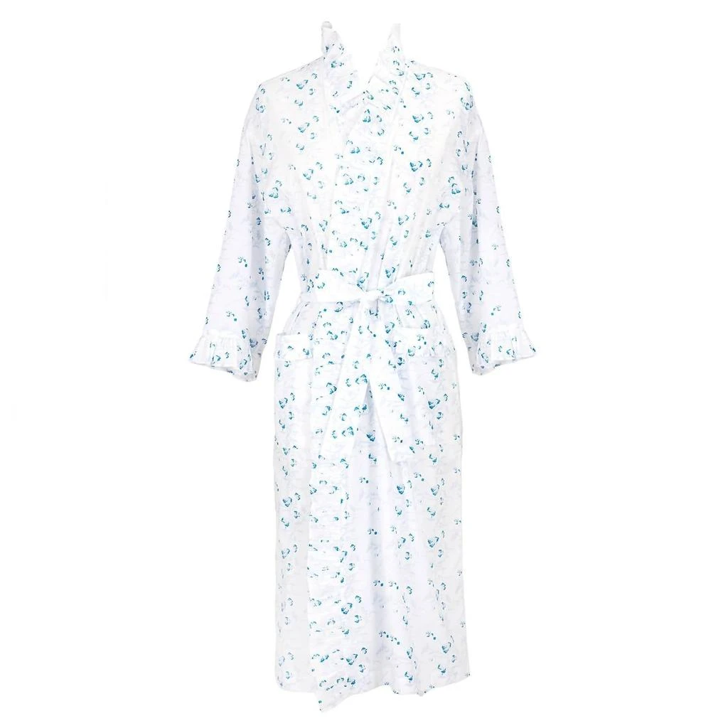 LENORA Lily Cotton Ruffle Robe In Blue 2