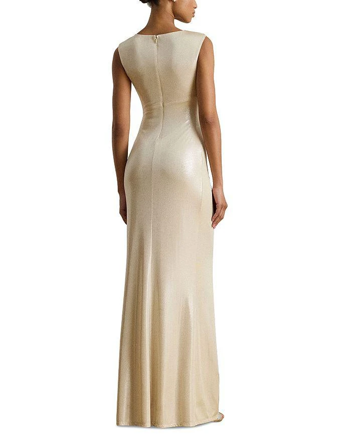 Ralph Lauren Women's Buckle-Trim Metallic Gown - Champagne/Silver - 10 Ralph Lauren Women's Buckle-Trim Metallic Gown - Champagne/Silver - 10