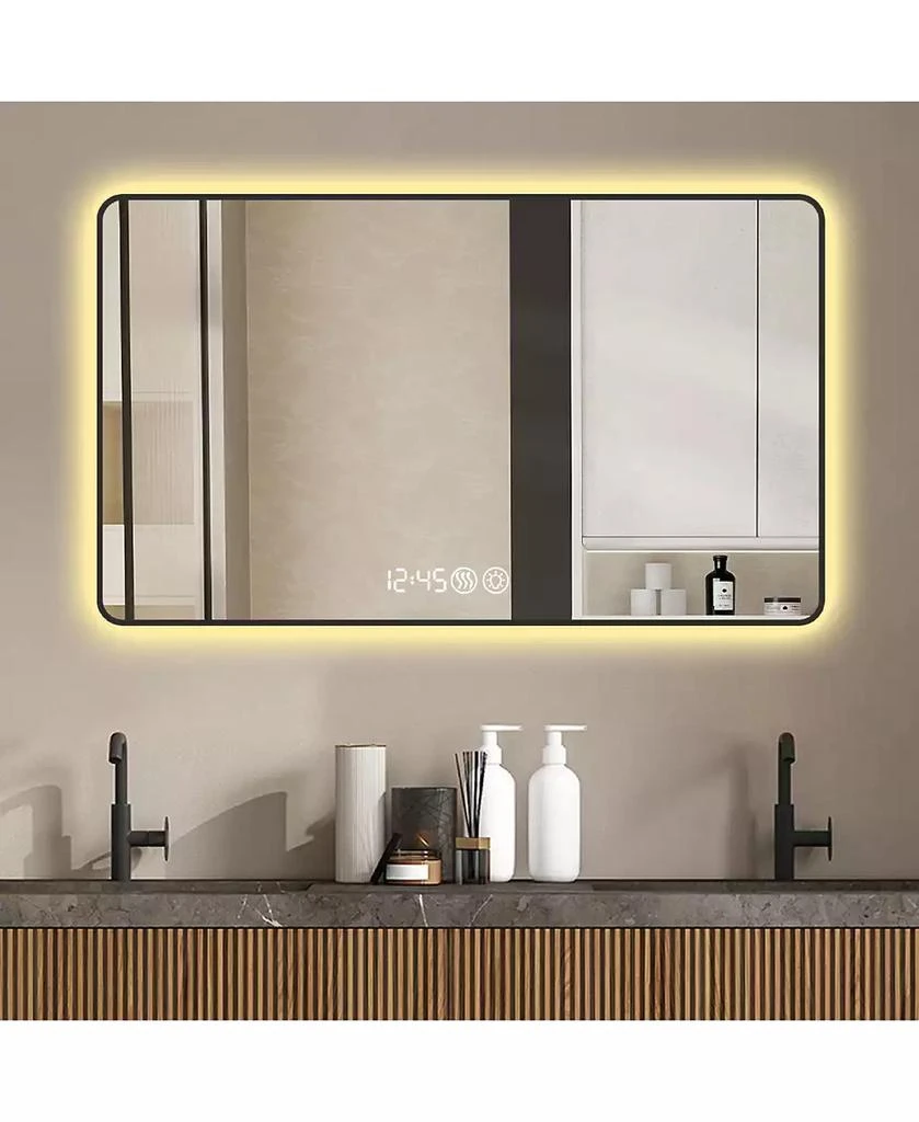 RAINSKEN 48x32 LED Bathroom Mirror, Wall Mount Anti-Fog Vanity Mirror with High-Definition Tempered Glass and Tri-Color Lighting for Wall Decor