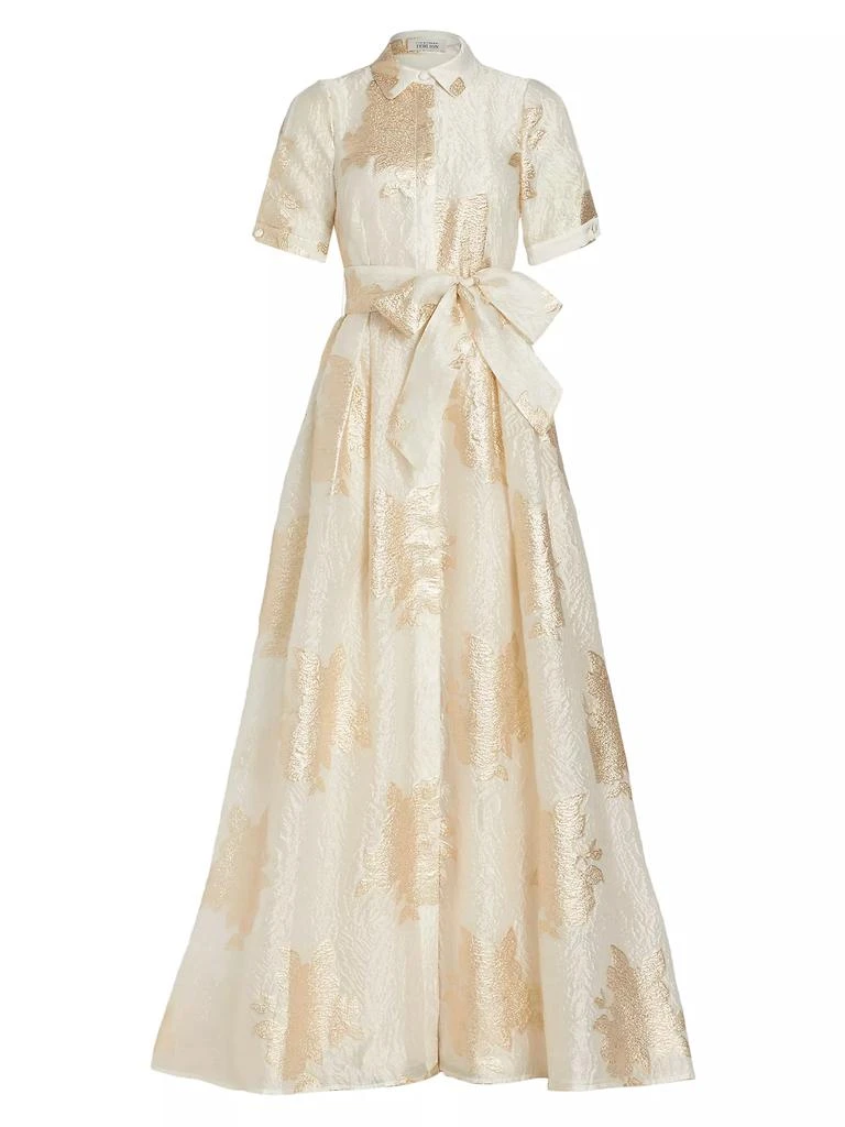 Teri Jon Brocade Organza Tie Waist Gown 1