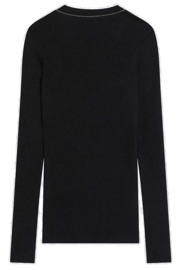 Brunello Cucinelli Brunello Cucinelli Shiny Trim Ribbed Top 2